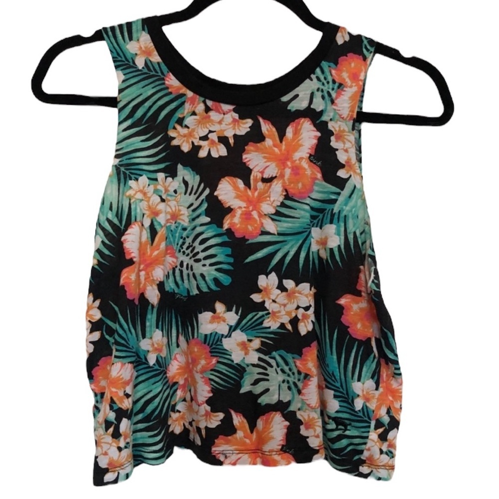 Victoria’s Secret PINK Floral Tropical Floral Print Cropped Tank Top Small